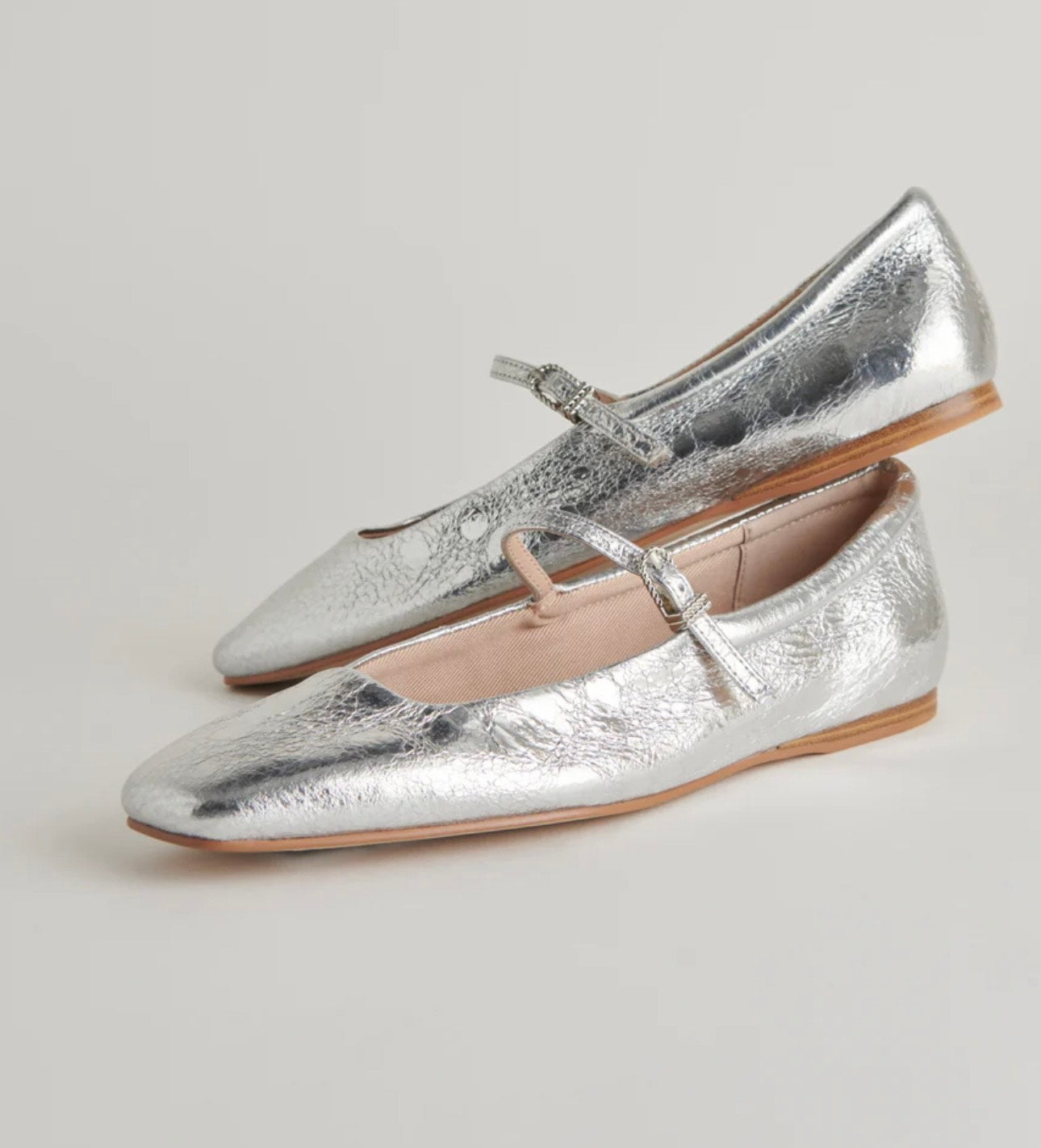 Dolce Vita Reyes Ballet Flats SILVER DISTRESSED LEATHER