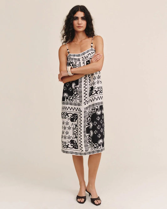 Bella Dahl Spaghetti Strap Midi Dress - TROPICAL BANDANA PRINT