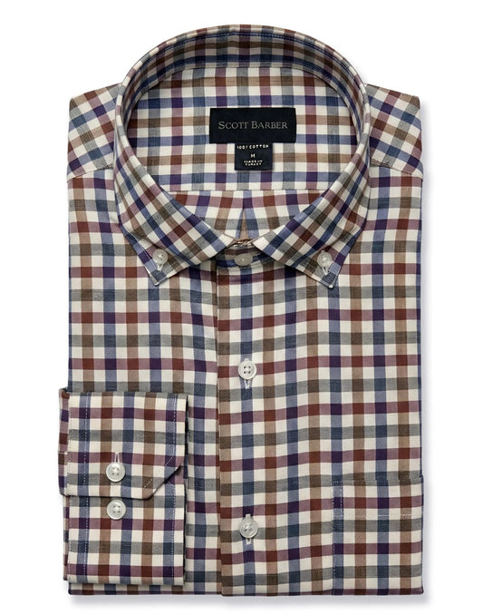 Scott Barber Essex Twill Multi Check - HEATHER