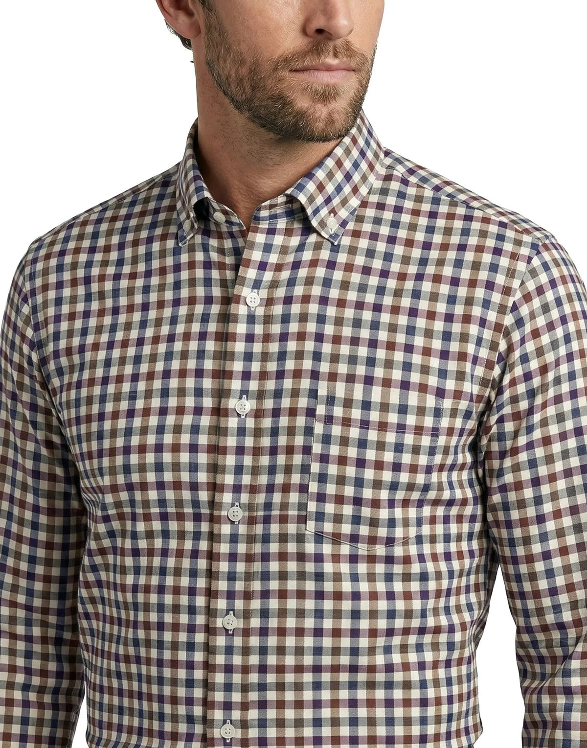 Scott Barber Essex Twill Multi Check - HEATHER