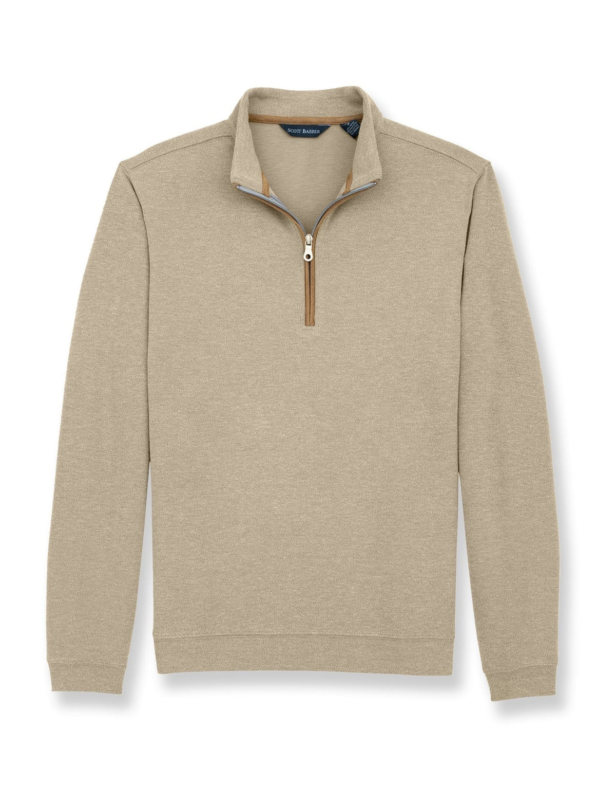 Scott Barber Stretch Heather Fleece Pullover - CAMEL