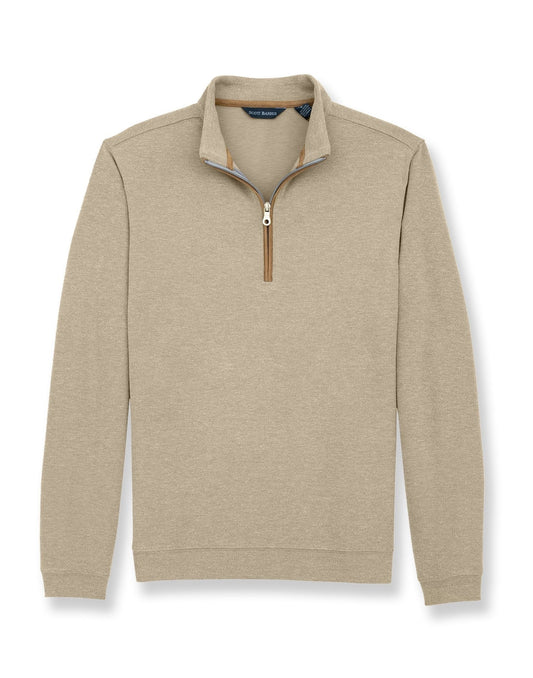 Scott Barber Stretch Heather Fleece Pullover - CAMEL