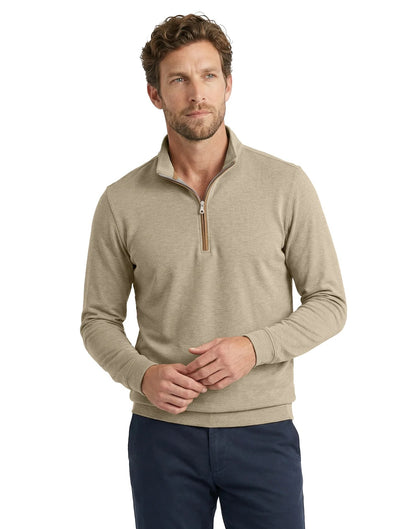 Scott Barber Stretch Heather Fleece Pullover - CAMEL