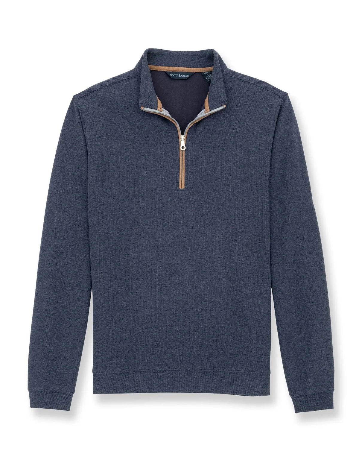 Scott Barber Stretch Heather Fleece Pullover - NAVY