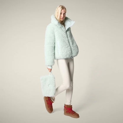 SAVE THE DUCK Kennie Faux Fur Jacket - GLACIER BLUE