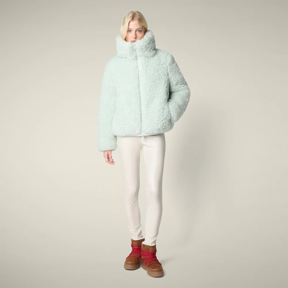 SAVE THE DUCK Kennie Faux Fur Jacket - GLACIER BLUE