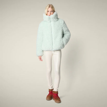 SAVE THE DUCK Kennie Faux Fur Jacket - GLACIER BLUE
