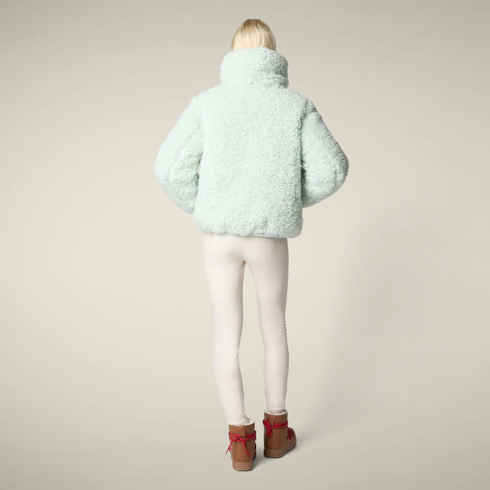 SAVE THE DUCK Kennie Faux Fur Jacket - GLACIER BLUE