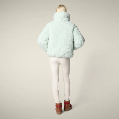 SAVE THE DUCK Kennie Faux Fur Jacket - GLACIER BLUE