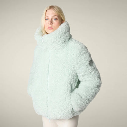 SAVE THE DUCK Kennie Faux Fur Jacket - GLACIER BLUE