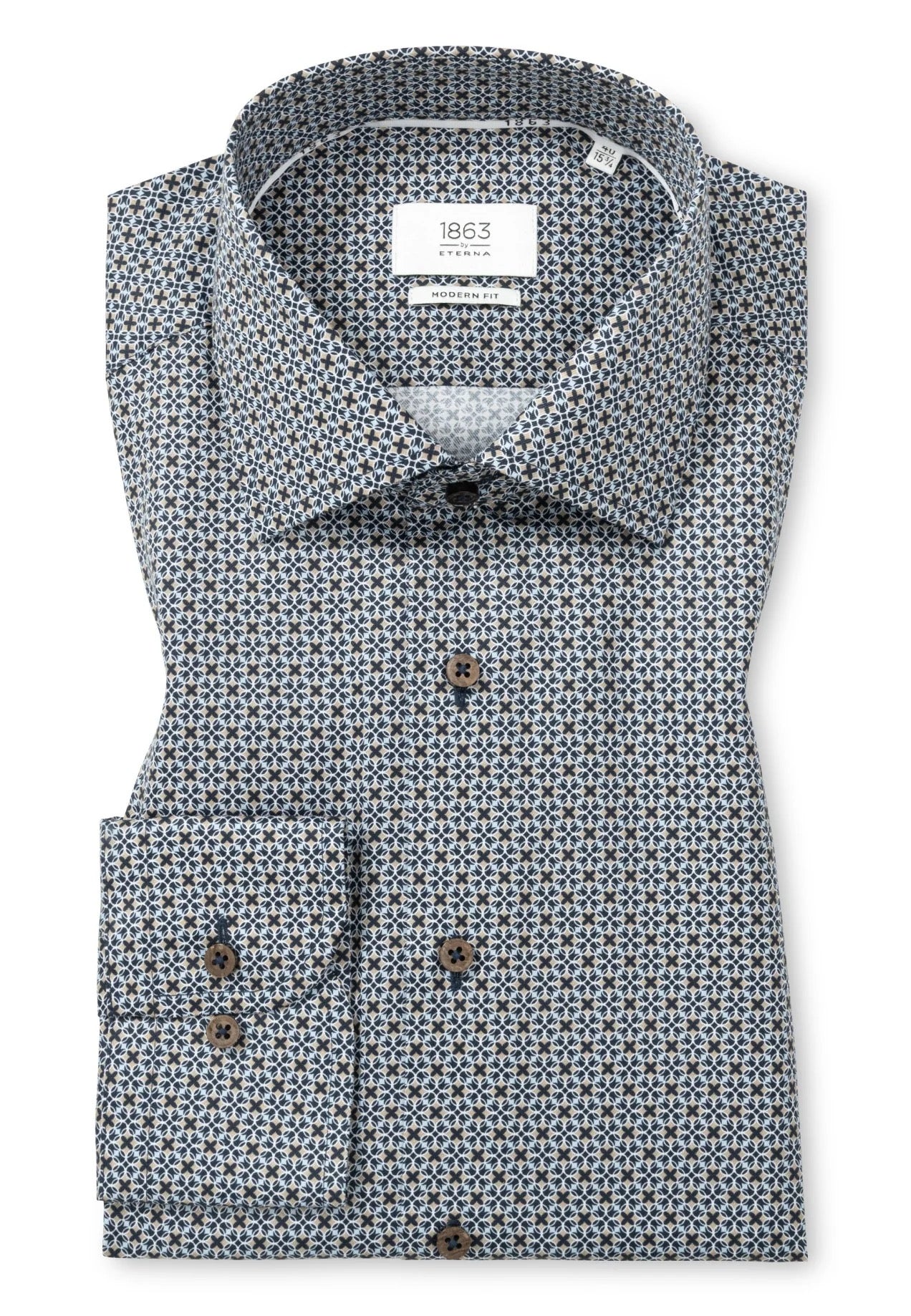 ETERNA Printed Twill Modern Fit - NAVY