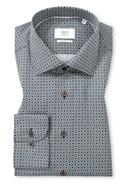 ETERNA Printed Twill Modern Fit - NAVY