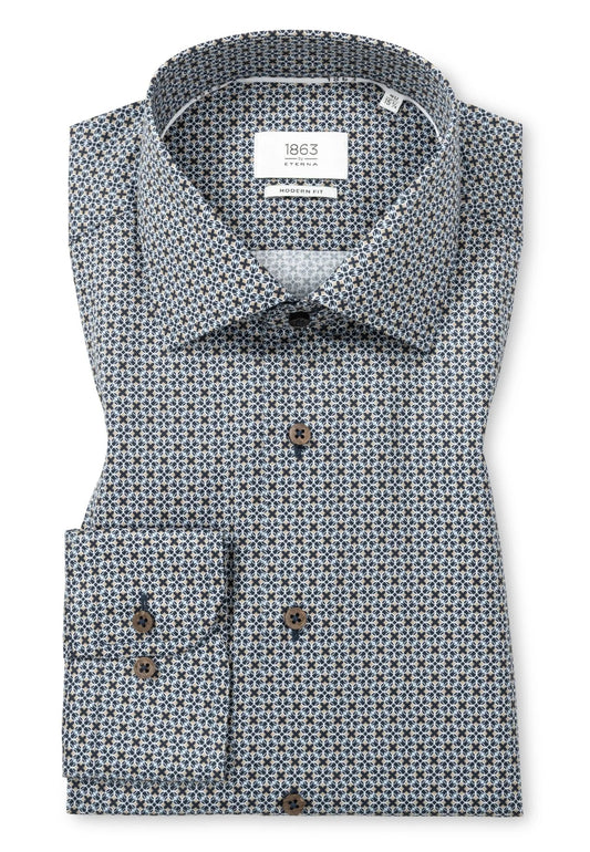 ETERNA Printed Twill Modern Fit - NAVY