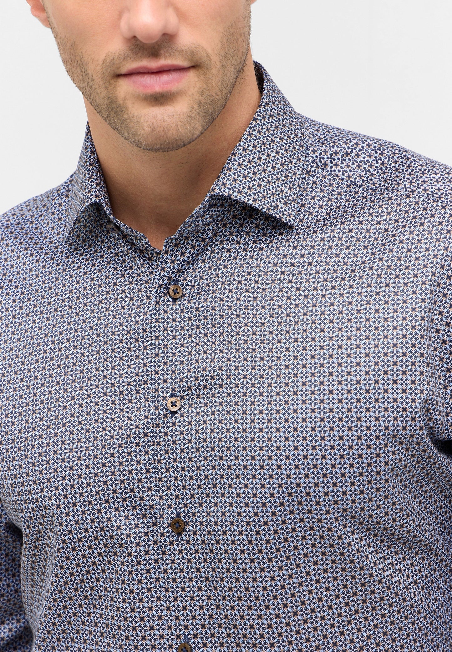 ETERNA Printed Twill Modern Fit - NAVY