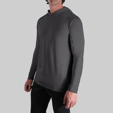 2UNDR Luxury LS Hooded Tee - CHARCOAL