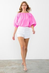 THML Puff Sleeve Poplin Top - PINK