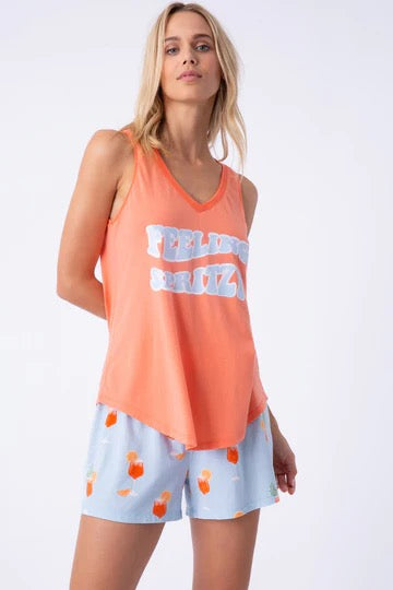 PJ Salvage Playful Print Tank - ORANGE SPRITZ