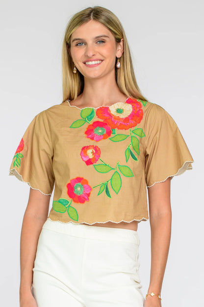 Elizabeth James Paloma Top - POPPY PATCH ICED COFFEE