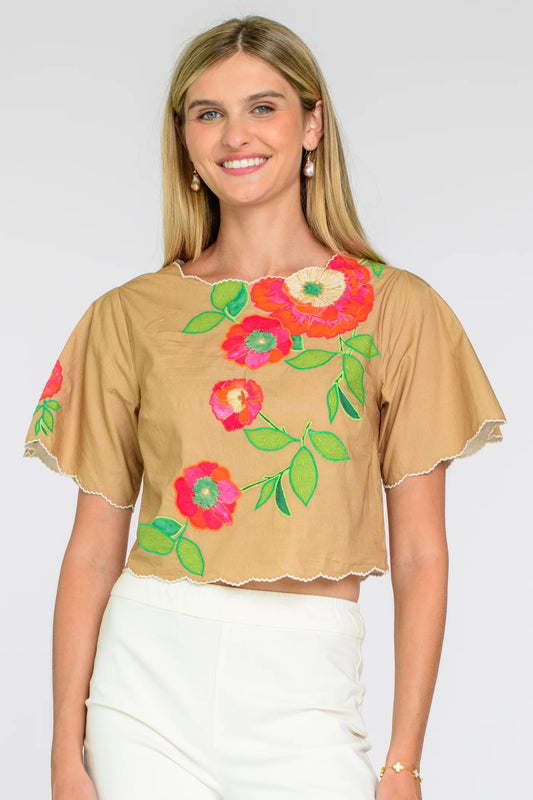 Elizabeth James Paloma Top - POPPY PATCH ICED COFFEE