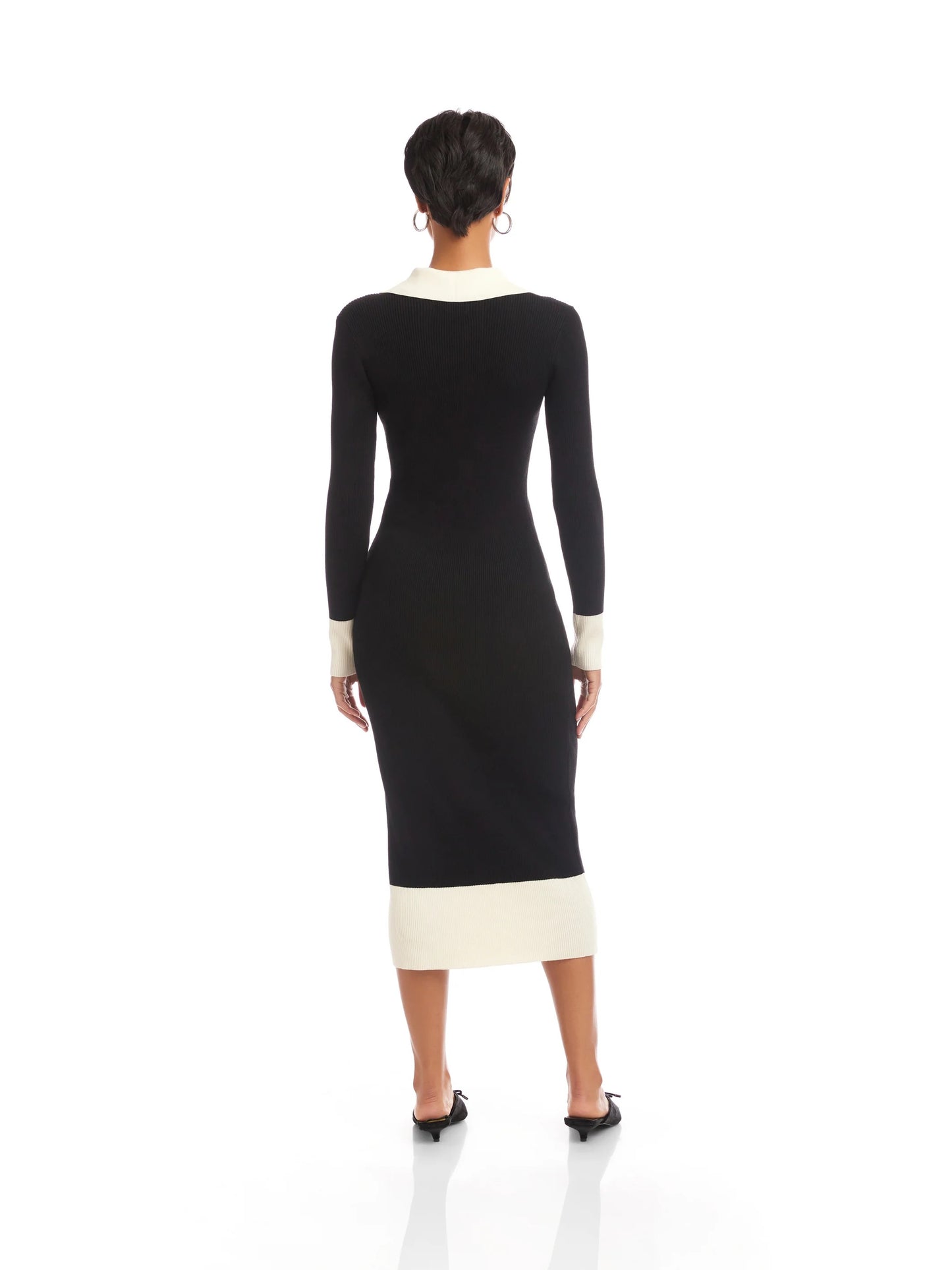 FT Belle Ribbed Polo Dress BLACK/CREAM