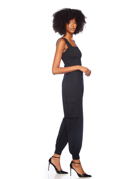 Susana Monaco Cargo Wide Strap Jumpsuit - BLACK