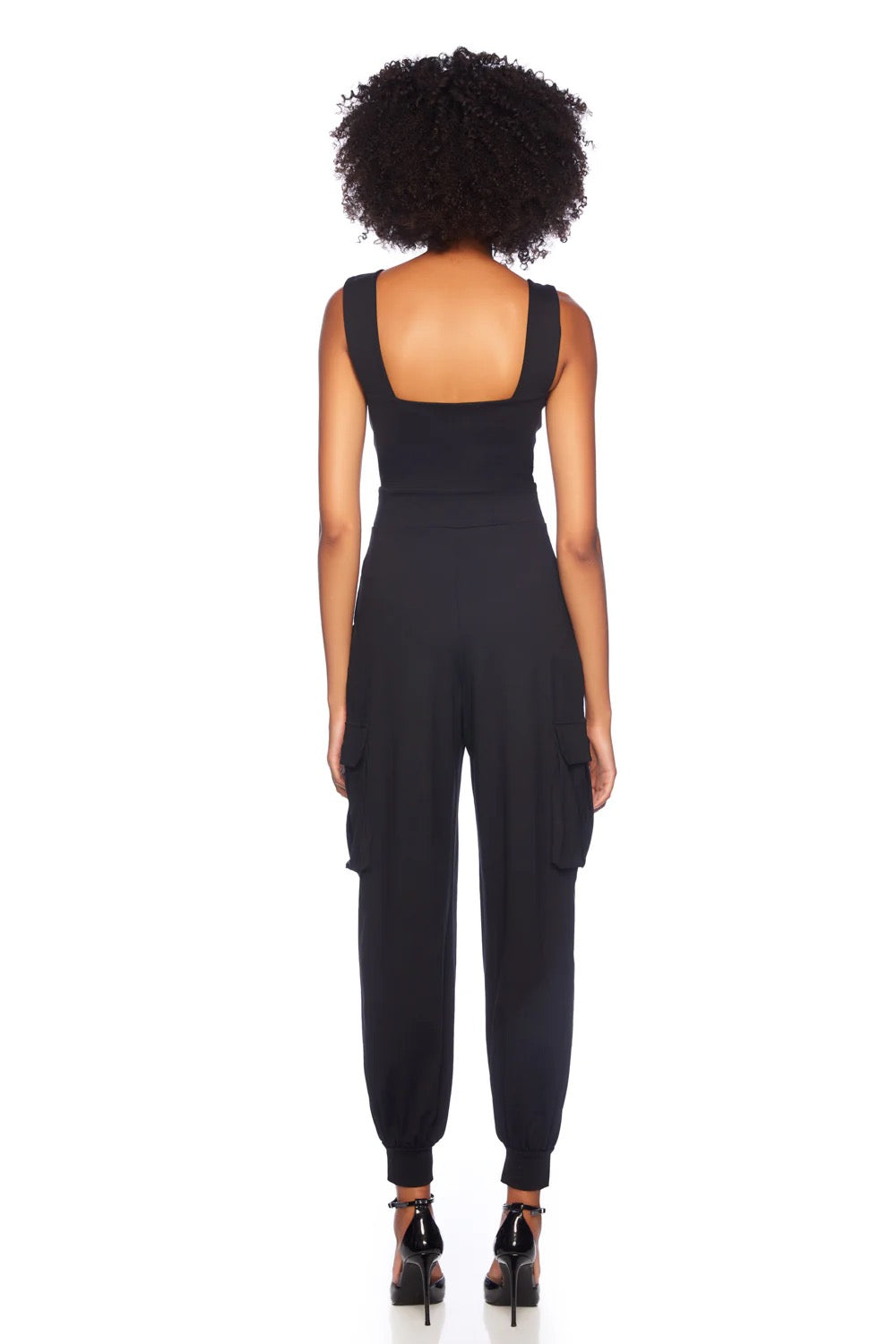 Susana Monaco Cargo Wide Strap Jumpsuit - BLACK