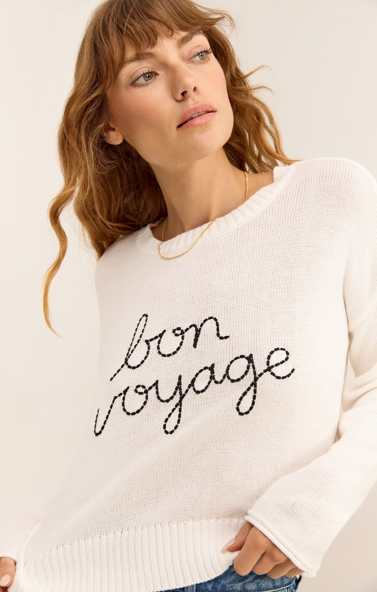 Z Supply Sienna Bon Voyage Sweater - WHITE