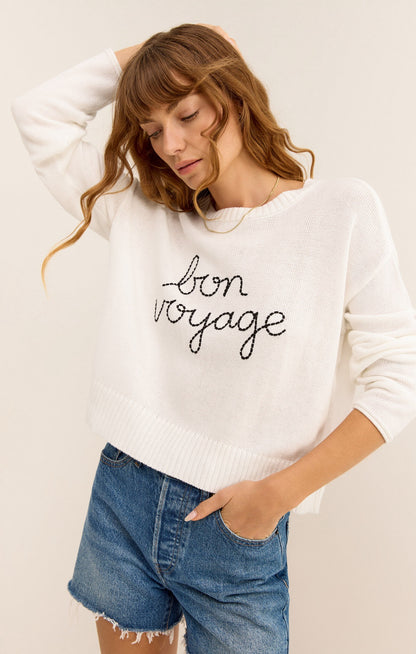 Z Supply Sienna Bon Voyage Sweater - WHITE