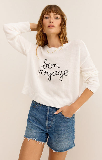 Z Supply Sienna Bon Voyage Sweater - WHITE
