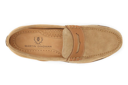 Martin Dingman Bill Water Repellent Suede Penny Loafers - KHAKI