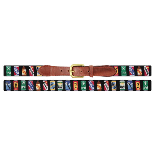 Smathers & Branson Beer Cans Needle Point Belt - Black