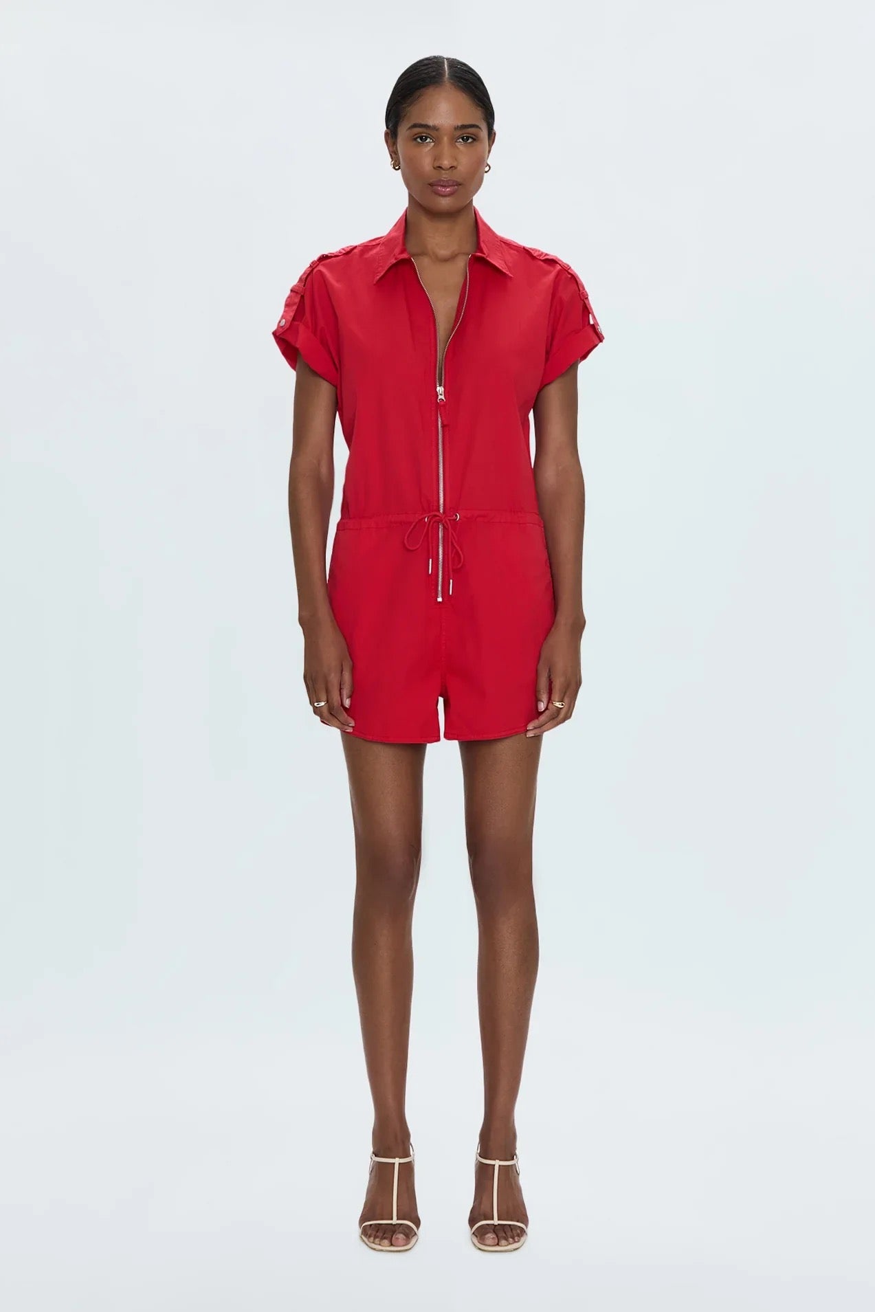 Pistola Meg SS Zip Front Romper - RUBY