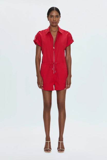 Pistola Meg SS Zip Front Romper - RUBY