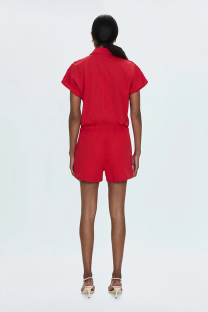 Pistola Meg SS Zip Front Romper - RUBY