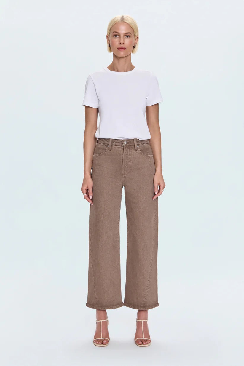 Pistola Kyra Ankle High Rise Bowed Wide Leg - TANNIN