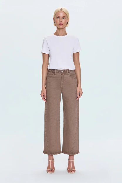 Pistola Kyra Ankle High Rise Bowed Wide Leg - TANNIN