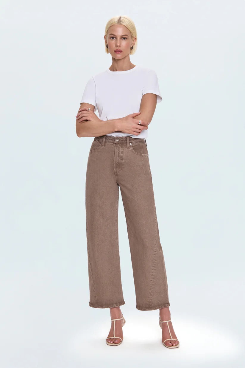 Pistola Kyra Ankle High Rise Bowed Wide Leg - TANNIN