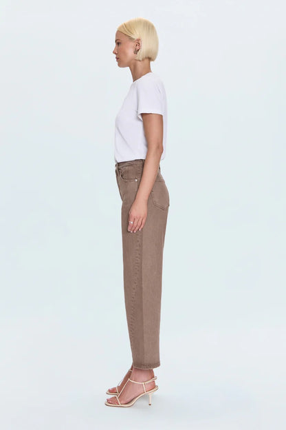 Pistola Kyra Ankle High Rise Bowed Wide Leg - TANNIN