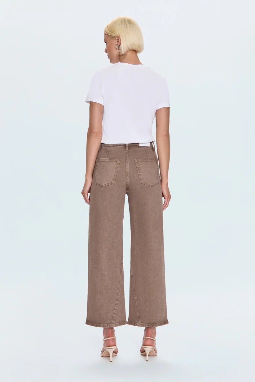 Pistola Kyra Ankle High Rise Bowed Wide Leg - TANNIN