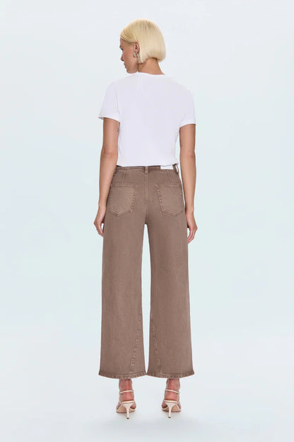 Pistola Kyra Ankle High Rise Bowed Wide Leg - TANNIN