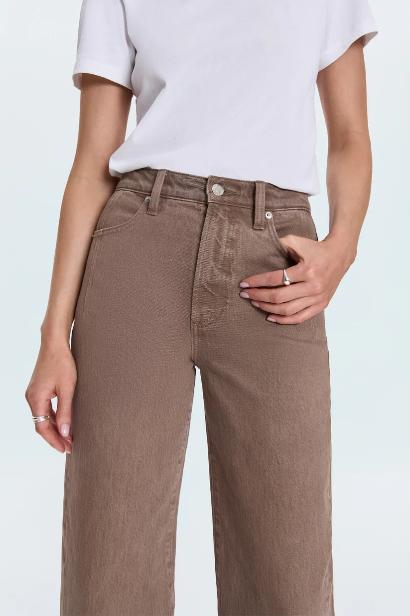 Pistola Kyra Ankle High Rise Bowed Wide Leg - TANNIN