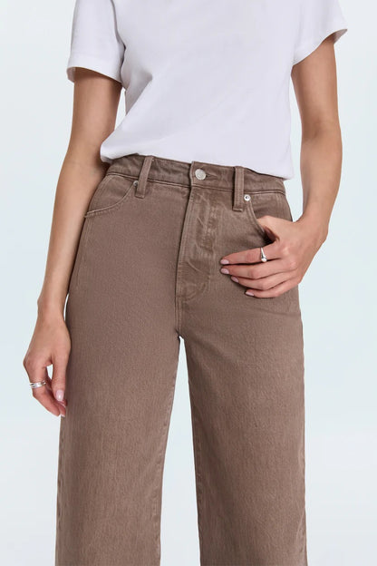 Pistola Kyra Ankle High Rise Bowed Wide Leg - TANNIN