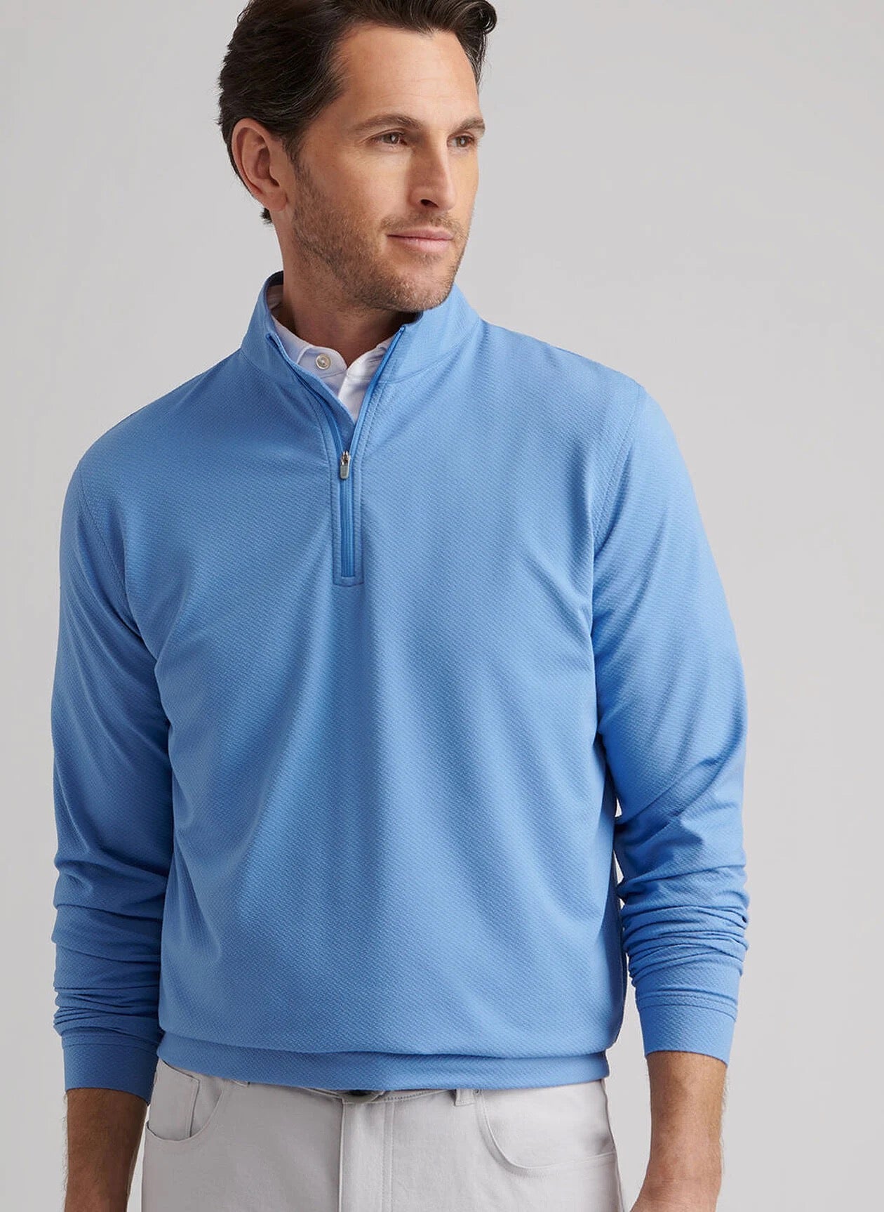 Peter Millar Perth Cross-Hatch Performance Quarter-Zip - EVENING TIDE