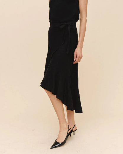 Bella Dahl Ruffle Wrap Skirt - BLACK