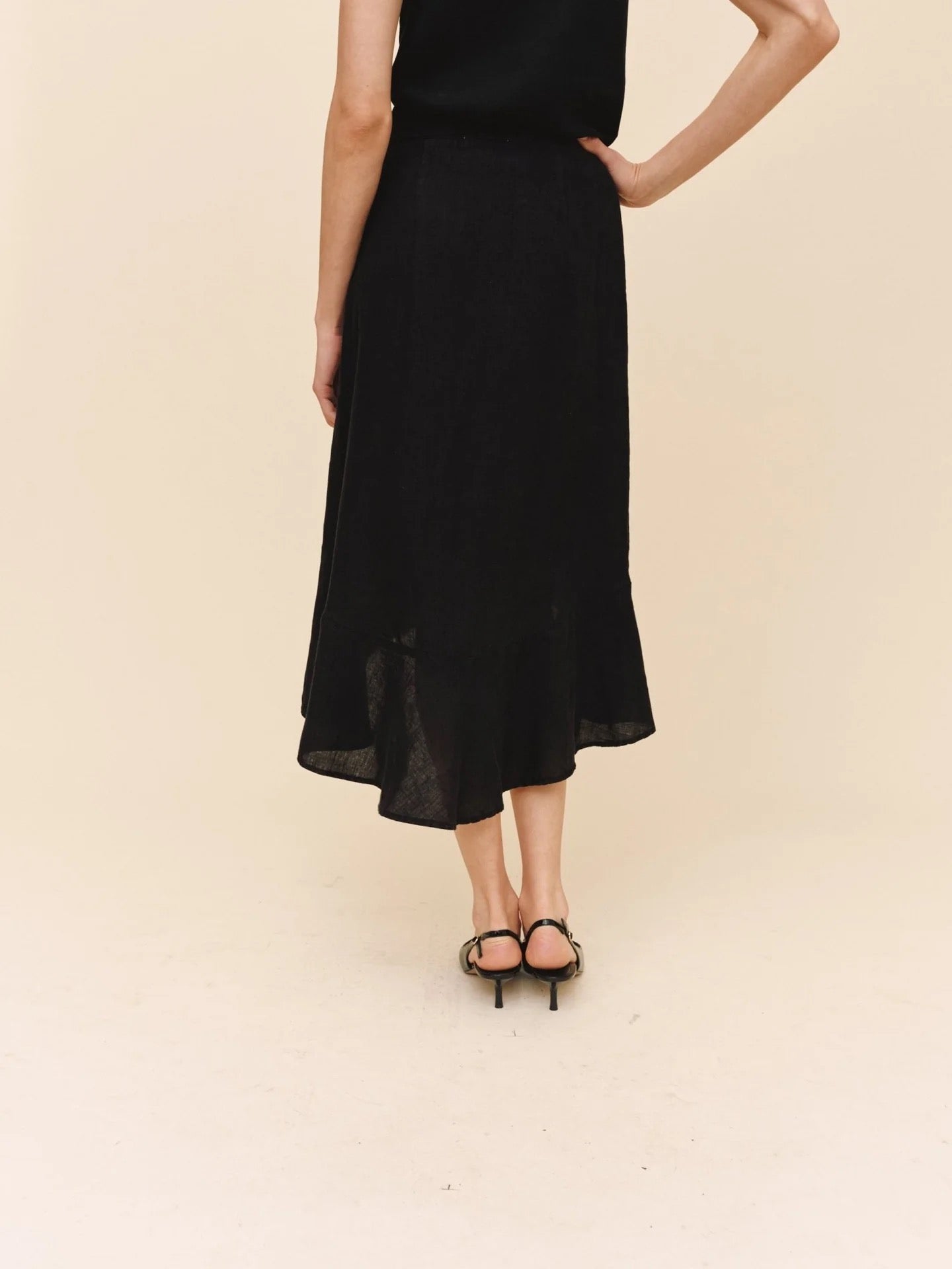 Bella Dahl Ruffle Wrap Skirt - BLACK