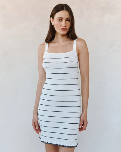 Bella Dahl Ruffle Hem Sleeveless Knitted Dress - GARDEN PARTY STRIPE