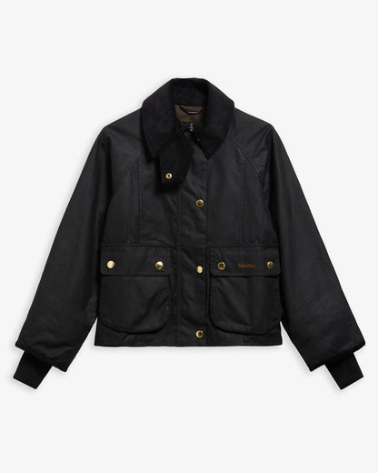 Barbour Cropped Beadnell Waxed Jacket - BLACK/CLASSIC