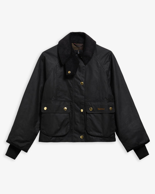 Barbour Cropped Beadnell Waxed Jacket - BLACK/CLASSIC