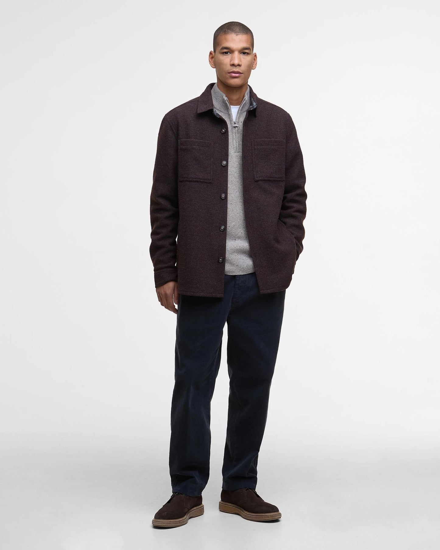 Barbour Marlow Wool Tailored Overshirt - DARK OAK
