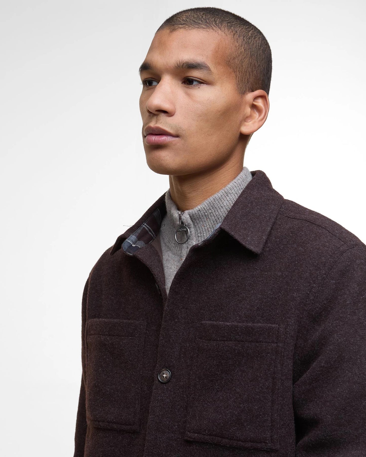 Barbour Marlow Wool Tailored Overshirt - DARK OAK